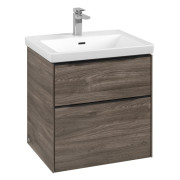 Тумба під раковину Villeroy & Boch Subway 3.0 57,2х57,6 см ДСП/алюміній дуб кам'яний/чорний вулкан C578L1RK