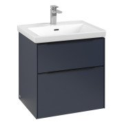 Тумба под раковину Villeroy & Boch Subway 3.0 57,2х57,6 см ДСП/алюминий морской синий/черный вулкан C578L1VQ