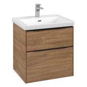 Тумба под раковину Villeroy & Boch Subway 3.0 57,2х57,6 см ДСП/алюминий дуб канзас/черный вулкан C578L1RH