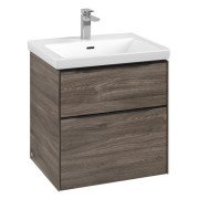 Тумба под раковину Villeroy & Boch Subway 3.0 57,2х57,6 см ДСП/алюминий дуб каменный/черный вулкан C578L1RK