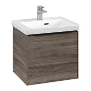 Тумба під раковину Villeroy & Boch Subway 3.0 47,3х42,9 см ДСП/алюміній дуб кам'яний/чорний вулкан C580L1RK