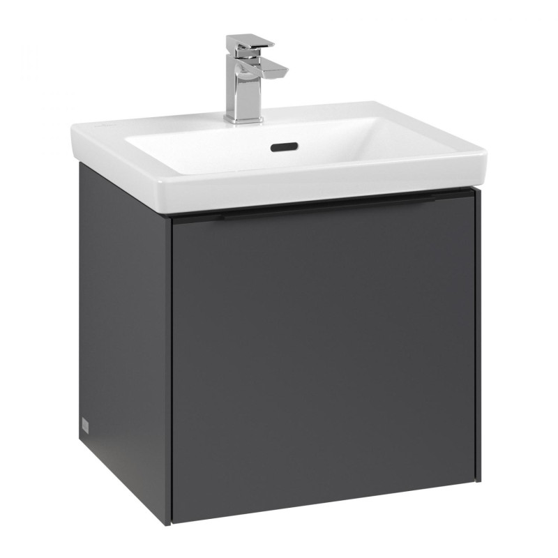 Тумба под раковину Villeroy & Boch Subway 3.0 47,3х42,9 см ДСП/алюминий графит/черный вулкан C580L1VR