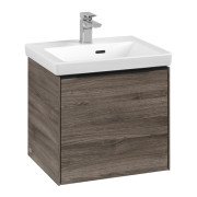 Тумба под раковину Villeroy & Boch Subway 3.0 47,3х42,9 см ДСП/алюминий дуб каменный/черный вулкан C580L1RK