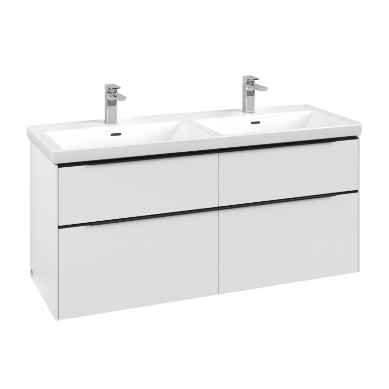 Тумба під раковину Villeroy & Boch Subway 3.0 127,2х57,6 см ДСП/алюміній чистий білий/чорний вулкан C56801VF