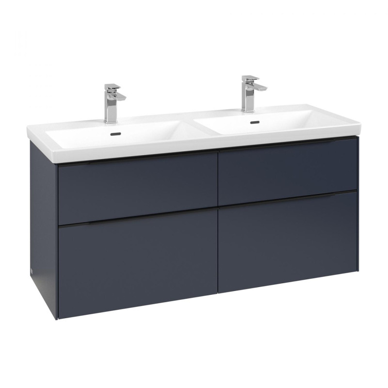 Тумба под раковину Villeroy & Boch Subway 3.0 127,2х57,6 см ДСП/алюминий морской синий/черный вулкан C56801VQ