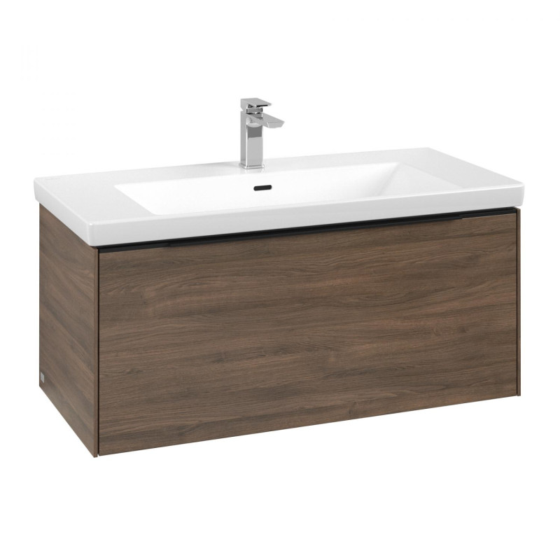 Тумба под раковину Villeroy & Boch Subway 3.0 97,3х42,9 см ДСП/алюминий дуб аризона/черный вулкан C56901VH