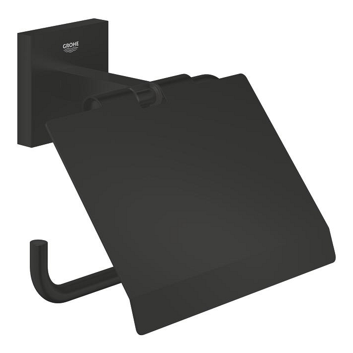 Держатель для туалетной бумаги Grohe QuickFix Start Cube с крышкой металл черный матовый 411022430