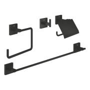 Набір аксесуарів для ванної кімнати Grohe QuickFix Start Cube 4 в 1 чорний матовий 411152430