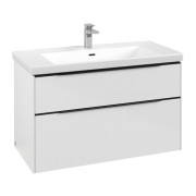 Тумба под раковину Villeroy & Boch Subway 3.0 97,3х57,6 см ДСП/алюминий чистый белый/черный вулкан C57001VF