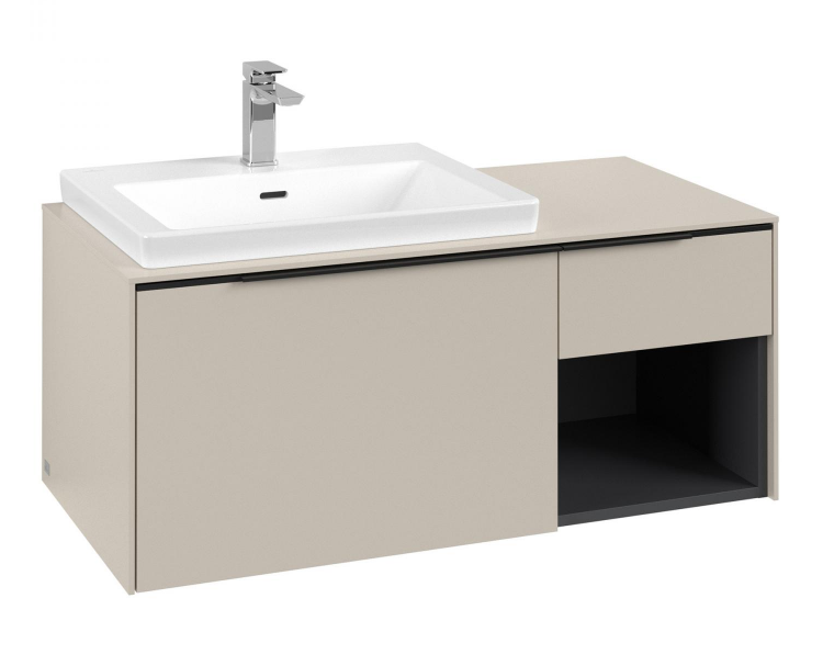 Тумба під раковину Villeroy & Boch Subway 3.0 100х42,3 см ДСП/алюміній сірий кашемір/чорний вулкан C57201VN