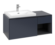 Тумба под раковину Villeroy & Boch Subway 3.0 100х42,3 см ДСП/алюминий морской синий/черный вулкан C57201VQ