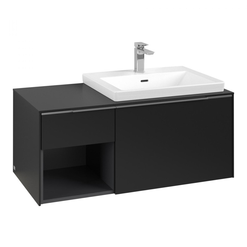 Тумба под раковину Villeroy & Boch Subway 3.0 100х42,3 см ДСП/алюминий черный вулкан C57100VL