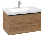Тумба под раковину Villeroy & Boch Subway 3.0 77,2х42,9 см ДСП/алюминий дуб канзас/черный вулкан C57301RH