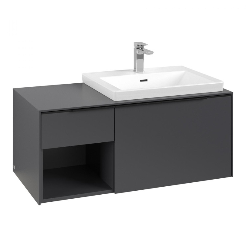 Тумба под раковину Villeroy & Boch Subway 3.0 100х42,3 см ДСП/алюминий графит/черный вулкан C57101VR