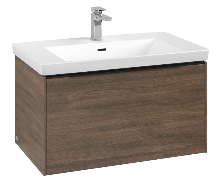 Тумба під раковину Villeroy & Boch Subway 3.0 77,2х42,9 см ДСП/алюміній дуб аризона/чорний вулкан C57301VH