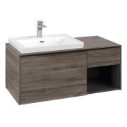 Тумба под раковину Villeroy & Boch Subway 3.0 100х42,3 см ДСП/алюминий дуб каменный/черный вулкан C57201RK