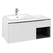 Тумба под раковину Villeroy & Boch Subway 3.0 100х42,3 см ДСП/алюминий чистый белый/черный вулкан C57201VF