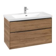 Тумба под раковину Villeroy & Boch Subway 3.0 97,3х57,6 см ДСП/алюминий дуб канзас/черный вулкан C57001RH