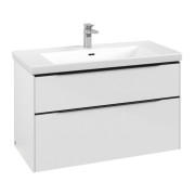 Тумба под раковину Villeroy & Boch Subway 3.0 97,3х57,6 см ДСП/алюминий чистый белый/черный вулкан C57001VF