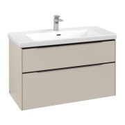 Тумба под раковину Villeroy & Boch Subway 3.0 97,3х57,6 см ДСП/алюминий серый кашемир/черный вулкан C57001VN