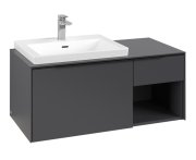 Тумба под раковину Villeroy & Boch Subway 3.0 100х42,3 см ДСП/алюминий графит/черный вулкан C57201VR