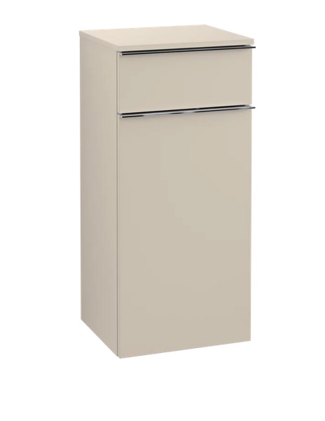 Шкафчик для ванной Villeroy & Boch Venticello 40,4х37,2 см петли слева ДСП мягкий серый/ручка хром A95001VK