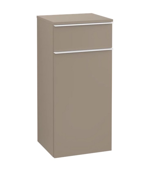 Шкафчик для ванной Villeroy & Boch Venticello 40,4х37,2 см петли слева ДСП трюфель серый/ручка алюминий белый A95002VG