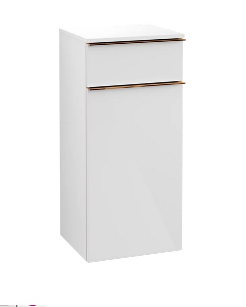 Шкафчик для ванной Villeroy & Boch Venticello 40,4х37,2 см петли слева МДФ глянцевый белый/ручка медь A95005DH