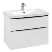 Тумба под раковину Villeroy & Boch Subway 3.0 77,2х57,6 см ДСП/алюминий белый бриллиант/черный вулкан C57401VE