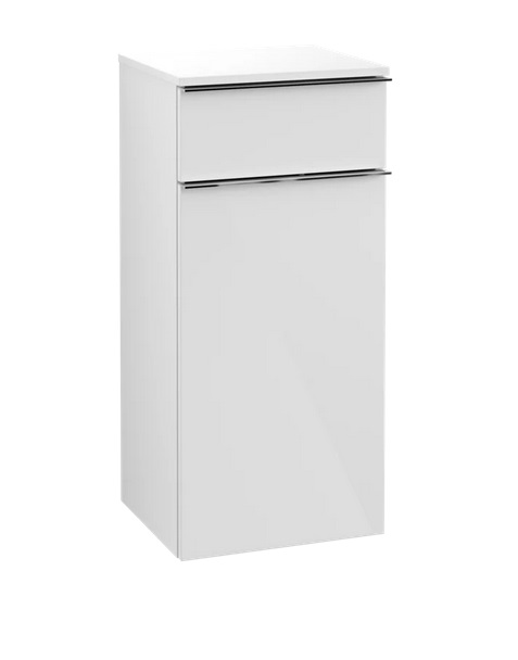 Шафка для ванної Villeroy & Boch Venticello 40,4х37,2 см петлі праворуч МДФ глянсовий білий/ручка хром A95011DH