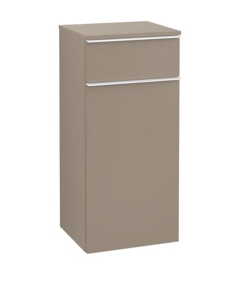 Шкафчик для ванной Villeroy & Boch Venticello 40,4х37,2 см петли слева ДСП трюфель серый/ручка алюминий белый A95002VG