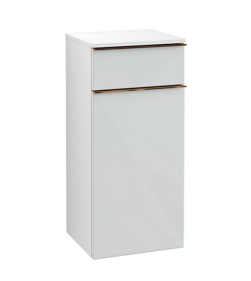 Шафка для ванної Villeroy & Boch Venticello 40,4х37,2 см петлі зліва МДФ скло глянсове біле/ручка мідь A95005RE
