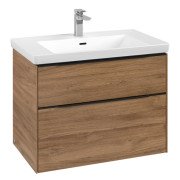 Тумба під раковину Villeroy & Boch Subway 3.0 77,2х57,6 см ДСП/алюміній дуб канзас/чорний вулкан C57401RH