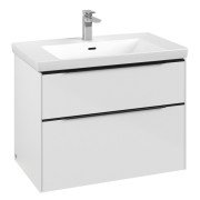 Тумба під раковину Villeroy & Boch Subway 3.0 77,2х57,6 см ДСП/алюміній білий діамант/чорний вулкан C57401VE