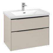 Тумба під раковину Villeroy & Boch Subway 3.0 77,2х57,6 см ДСП/алюміній сірий кашемір/чорний вулкан C57401VN