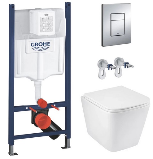 Система инсталляции Grohe Solido Even 4 в 1 с клавишей унитазом Kroner Eifel и крышкой 3884966KE493436