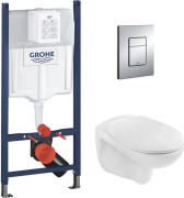 Унітаз підвісний Grohe 35,5х55,5 см з інсталяцією кришкою та кнопкою змиву білий UA38840966A