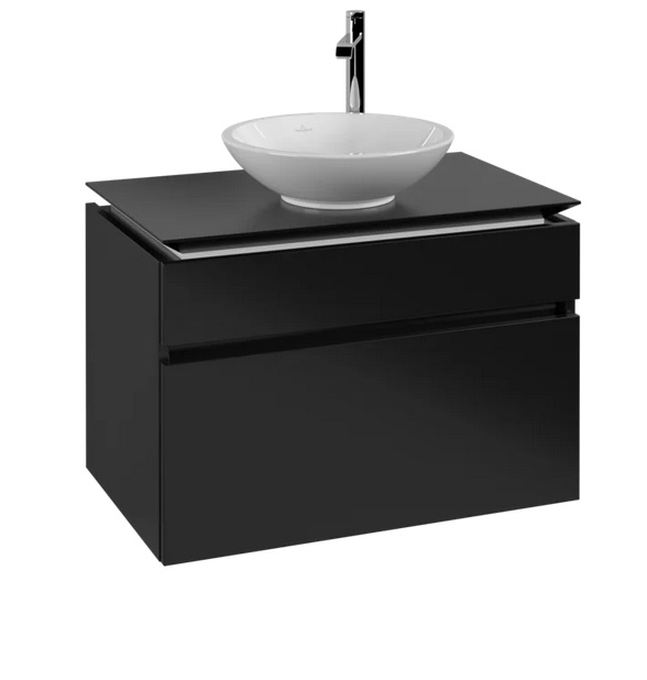 Тумба під раковину Villeroy&Boch Legato 80х50 см МДФ/ДСП чорний матовий лак B57000PD