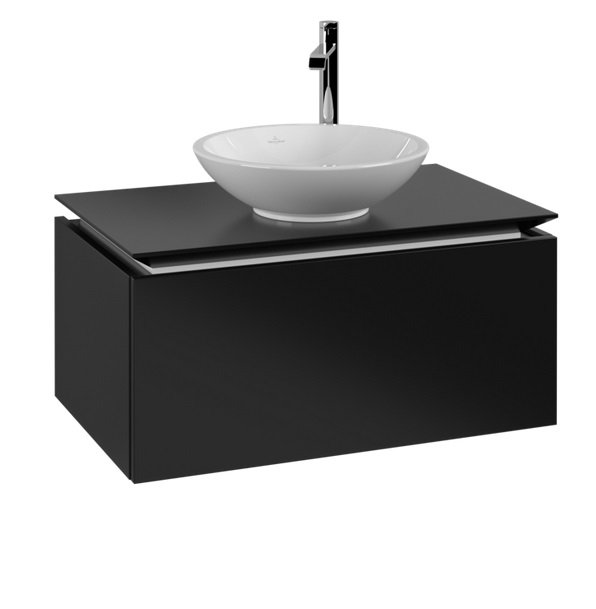 Тумба під раковину Villeroy&Boch Legato 80х50 см МДФ/ДСП чорний матовий лак B56900PD