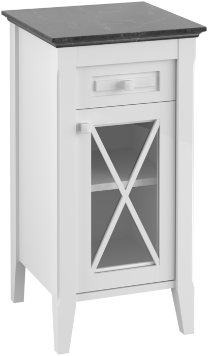 Шкафчик для ванной Villeroy & Boch Hommage 44,2х85 см ДСП/шпон/мрамор белый матовый лак/черный мрамор 89642101