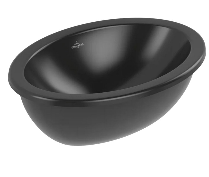 Раковина Villeroy & Boch Loop & Friends 43х28 см с переливом TitanCeram CeramicPlus Ebony (черный матовый) 4A5300S5