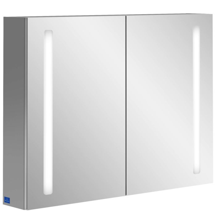 Шафка для ванної Villeroy & Boch My View 14+ 80x75 см з підсвічуванням алюміній/дзеркало A4338000