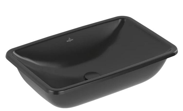 Раковина Villeroy & Boch Loop & Friends 61,5х38 см с переливом TitanCeram CeramicPlus Ebony (черный матовый) 4A5800S5