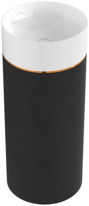 Раковина на п'єдесталі Villeroy & Boch Octagon 40х40 см TitanCeram jet black leather 417000PU