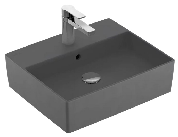 Раковина Villeroy & Boch Memento 2.0 50х42 см с переливом TitanCeram CeramicPlus графит 4A0750i4