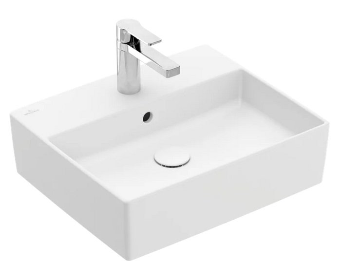 Раковина Villeroy & Boch Memento 2.0 50х42 см с переливом TitanCeram CeramicPlus каменный белый 4A0750RW