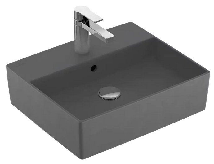 Раковина Villeroy & Boch Memento 2.0 50х42 см з переливом TitanCeram CeramicPlus графіт 4A0750i4