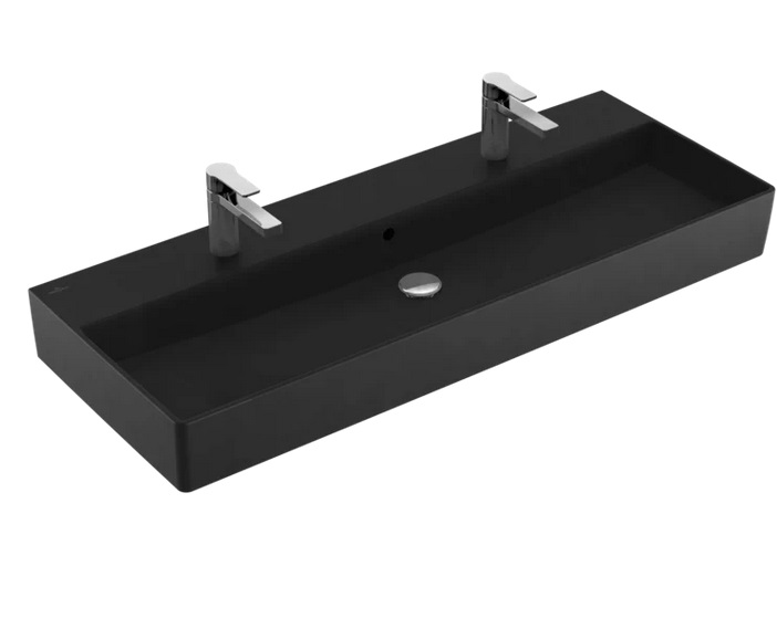Раковина Villeroy & Boch Memento 2.0 120х47 см із переливом шліфована TitanCeram CeramicPlus Ebony (чорний матовий) 4A22CKS5