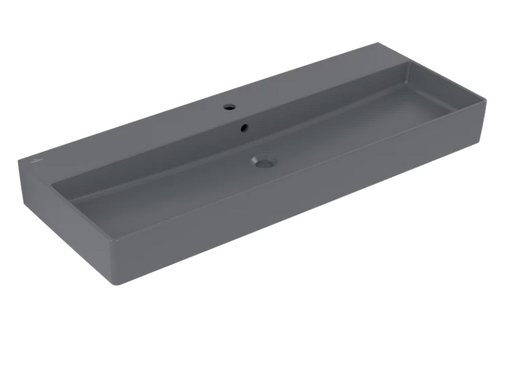 Раковина Villeroy & Boch Memento 2.0 120х47 см с переливом шлифованная TitanCeram CeramicPlus графит 4A22CLI4