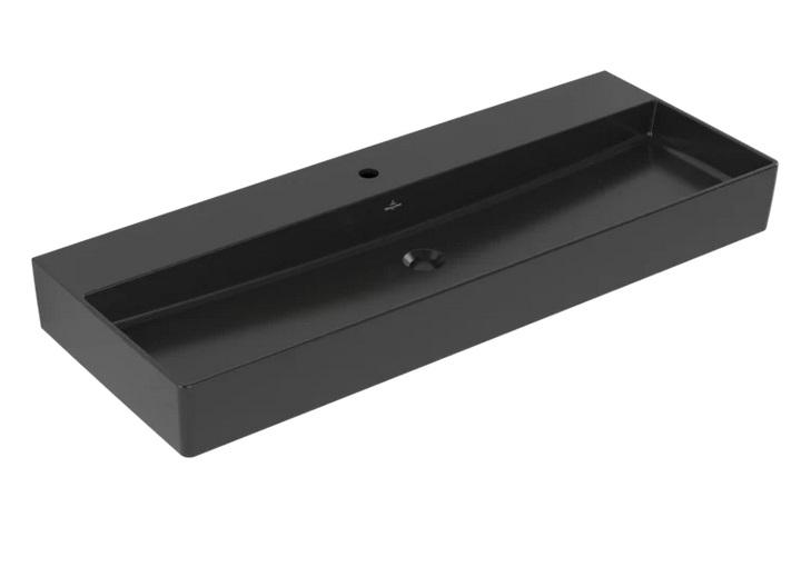Раковина Villeroy & Boch Memento 2.0 120х47 см без переливу шліфована TitanCeram CeramicPlus Ebony (чорний матовий) 4A22CHS5